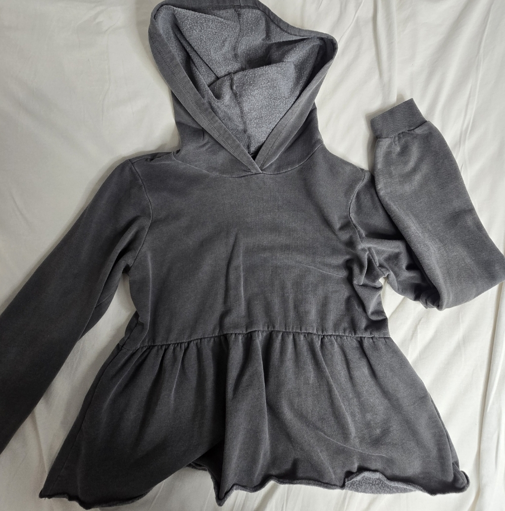 Dark Grey Girl's Ruffle Hoodie Used